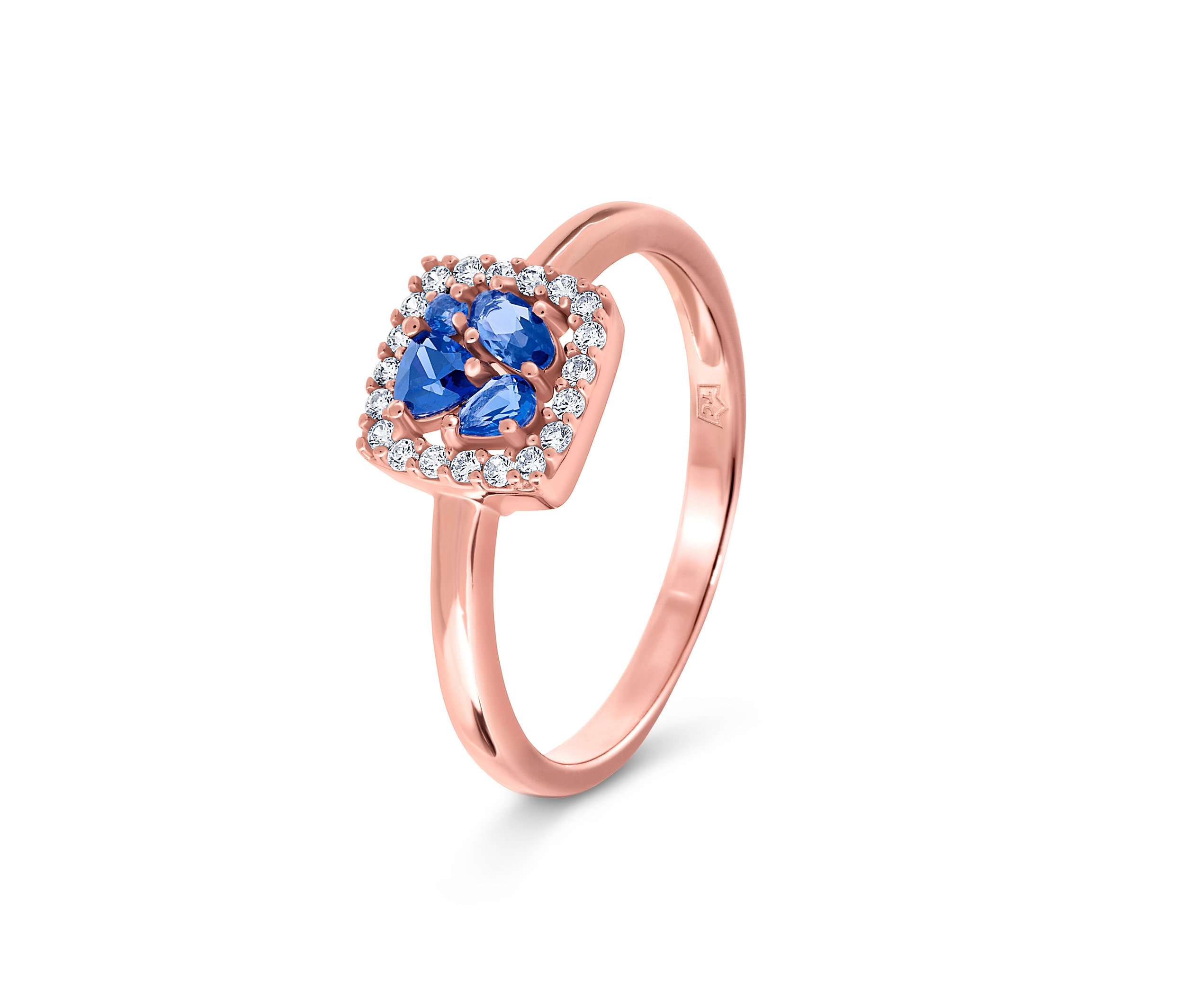 Silber Ring »Blau Cluster« - Damen - Gr. 19 - weiß - weiß