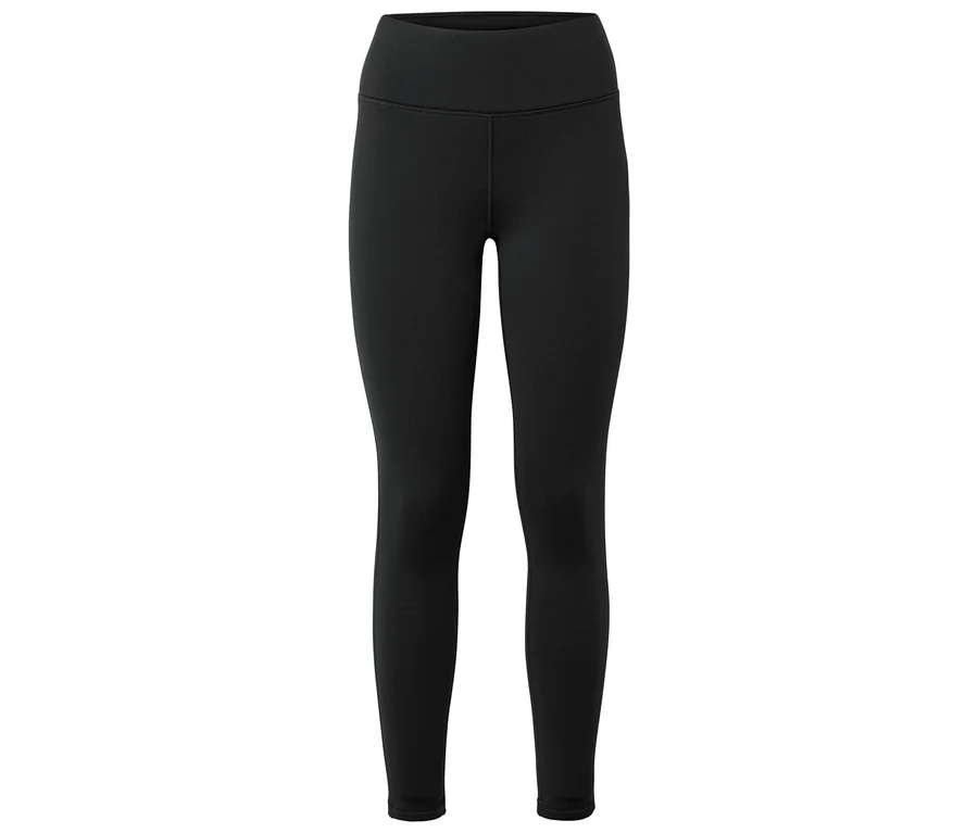 Schwarze Leggings vor einem weißen Hintergrund.