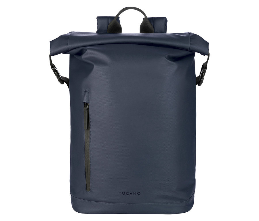 Marineblauer Tucano-Rucksack mit Reißverschlusstasche.