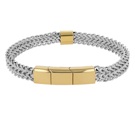 Silbernes Armband mit goldenen Akzenten.