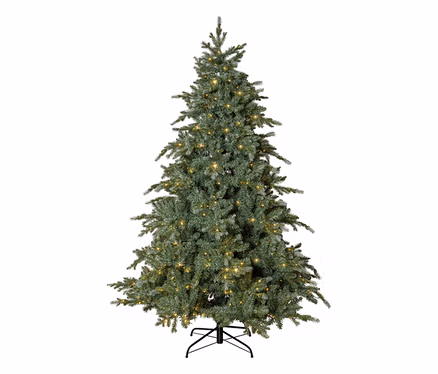 LED-Weihnachtsbaum »Greyland« mit warmweißen Lichtern auf schwarzem Ständer vor weißem Hintergrund.