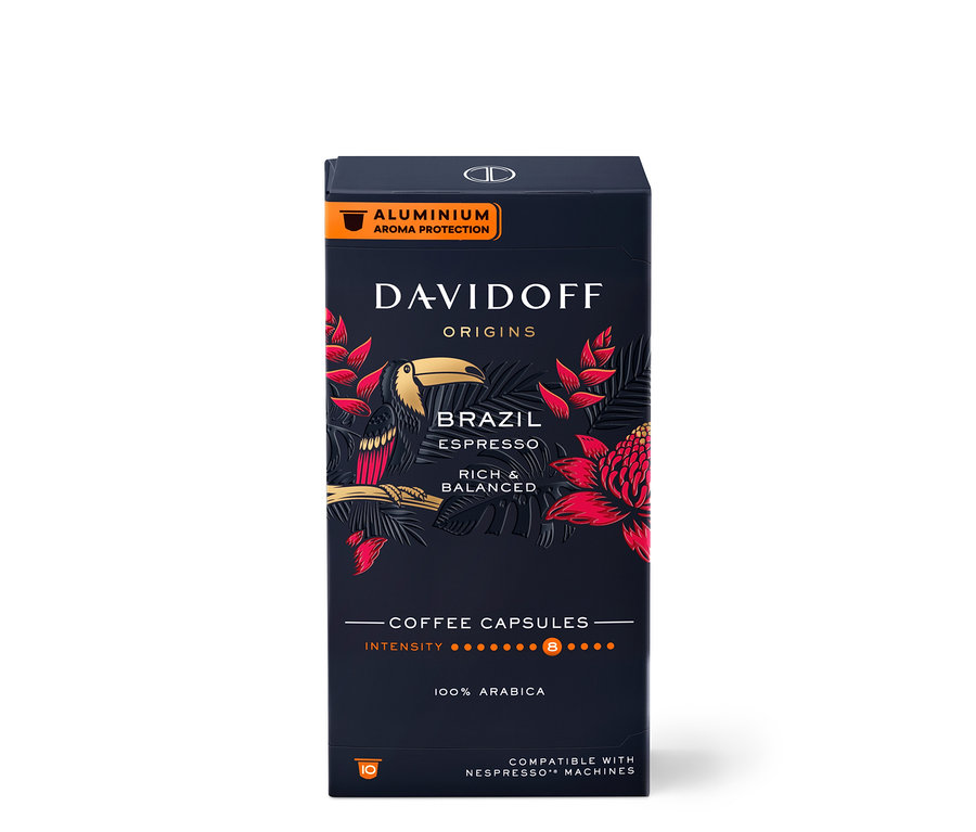 Packung DAVIDOFF CAFÉ ORIGINS Brazil Kapseln.