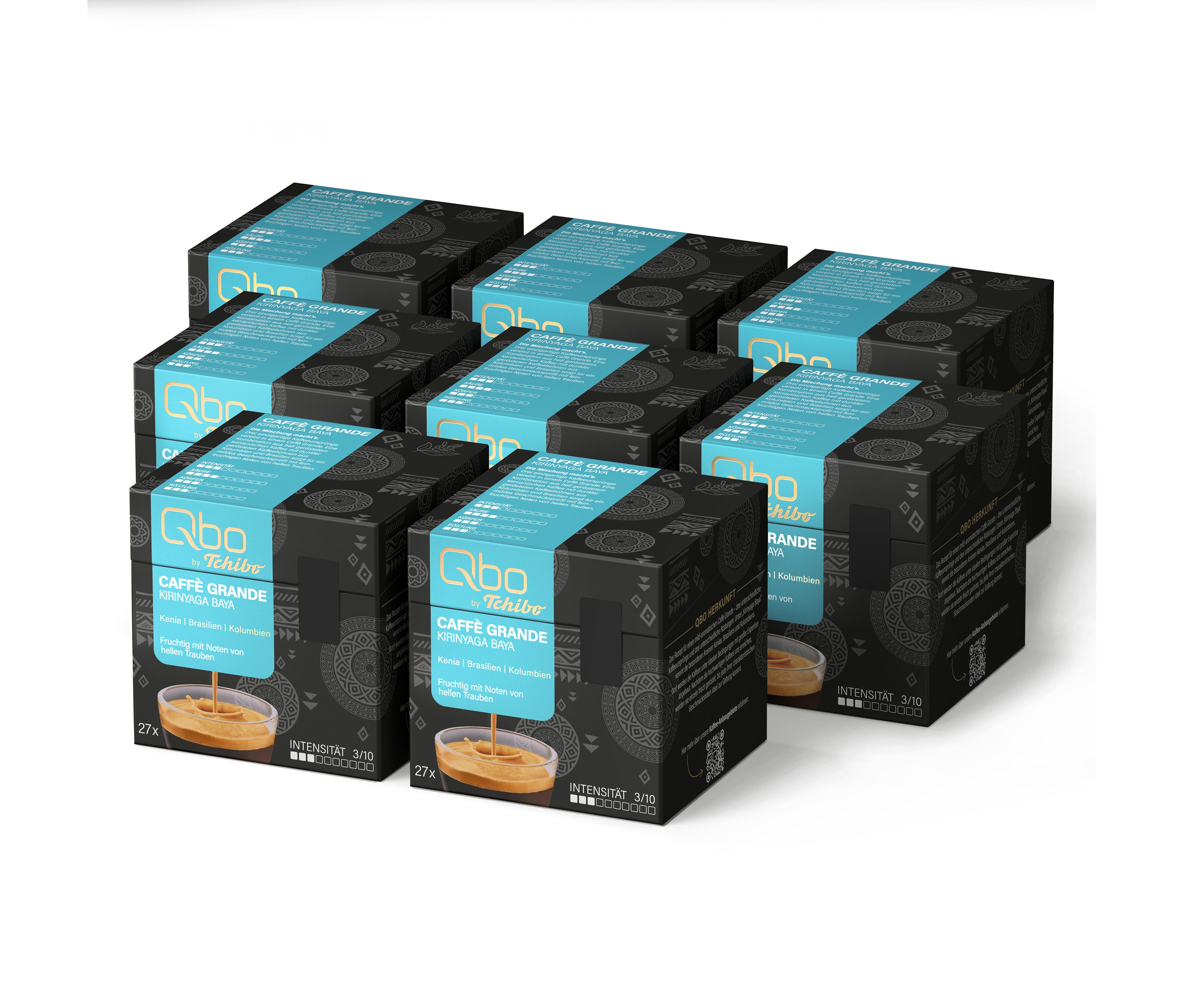 Qbo Caffè Grande Kirinyaga Baya - 216 Kapseln - Intensität: 3/10