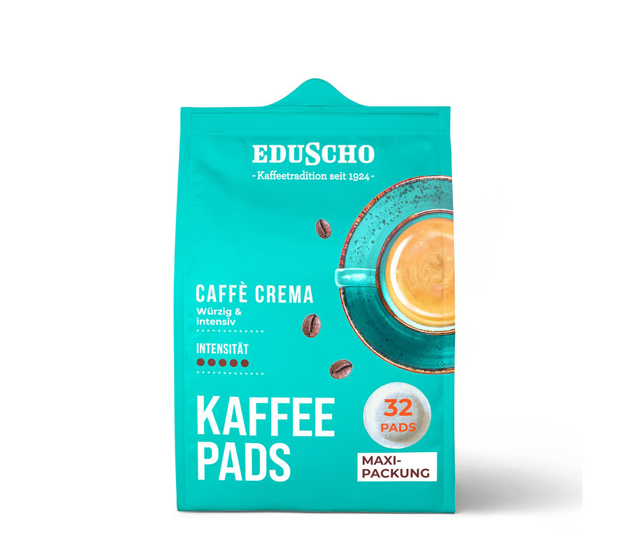 Packung Eduscho Kaffeepads Caffè Crema mit 32 Pads.