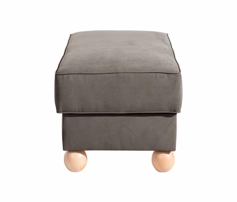 Grauer Max Winzer® Polsterhocker mit Stauraum und Holzfüßen.