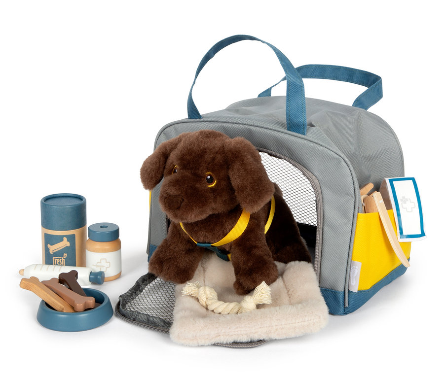 small foot Hund mit Tasche und Pflege-Set.