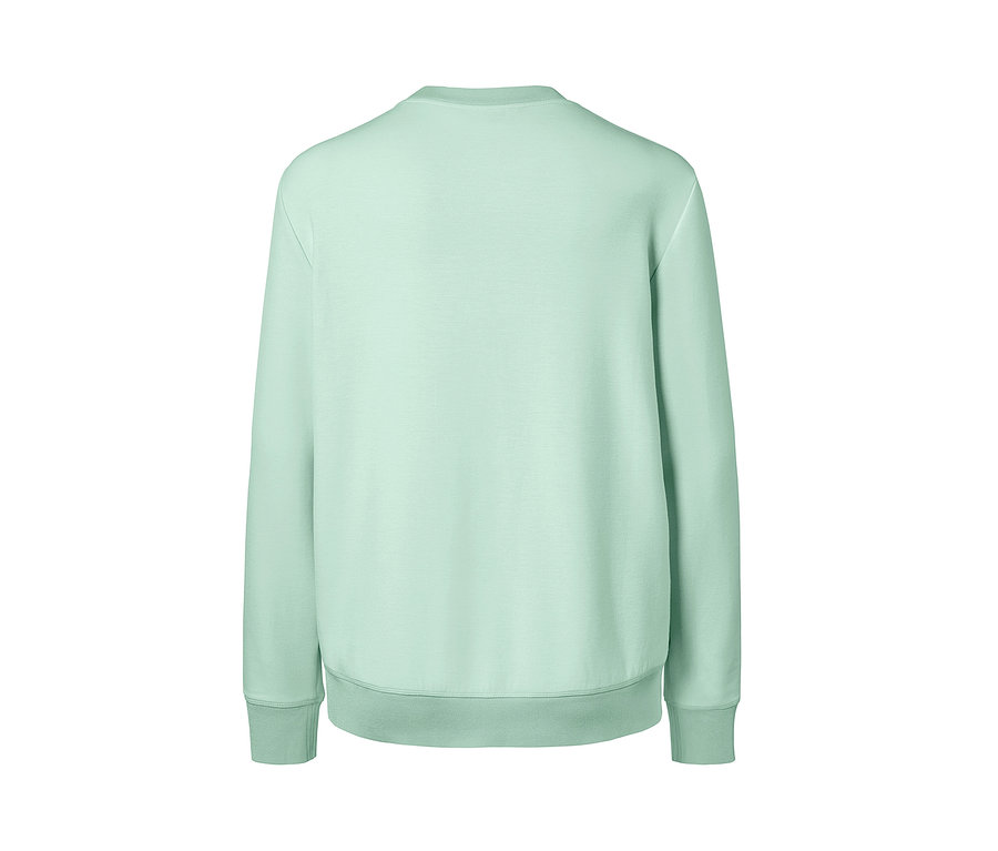Rückansicht eines mintfarbenen Sweatshirts.