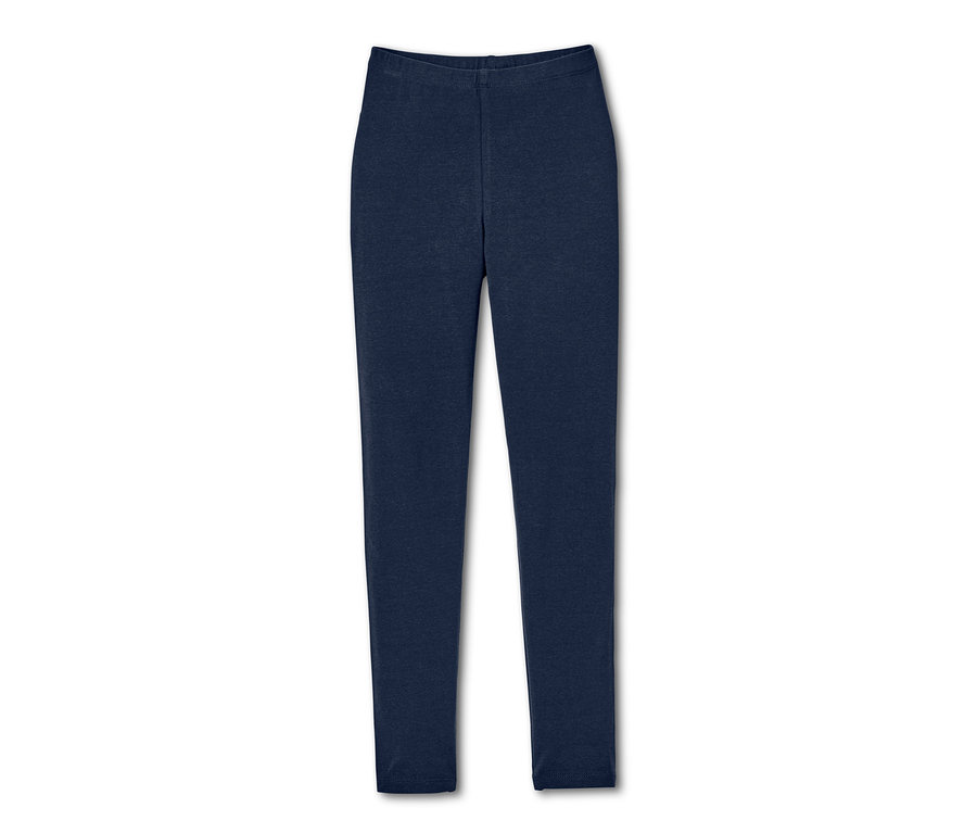 Marineblaue Leggings aus Nachthemd mit Leggings auf weißem Hintergrund.