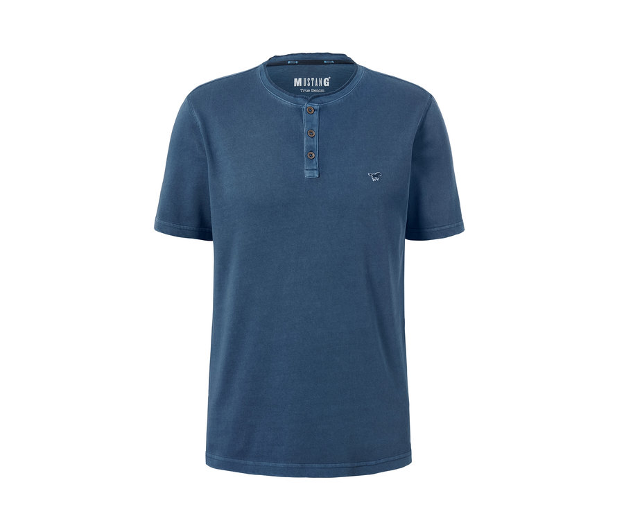 Blaues Kurzarm Henley »Mustang«.