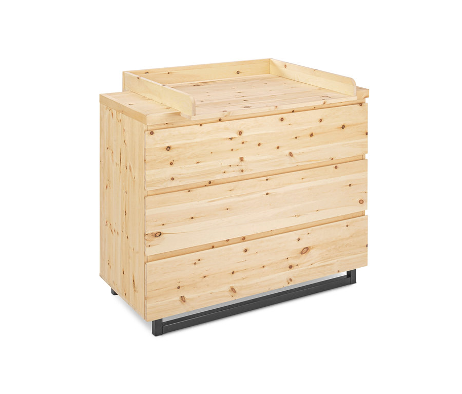 Schardt Set »Zirbenholz« Kommode mit drei Schubladen und Wickelaufsatz.