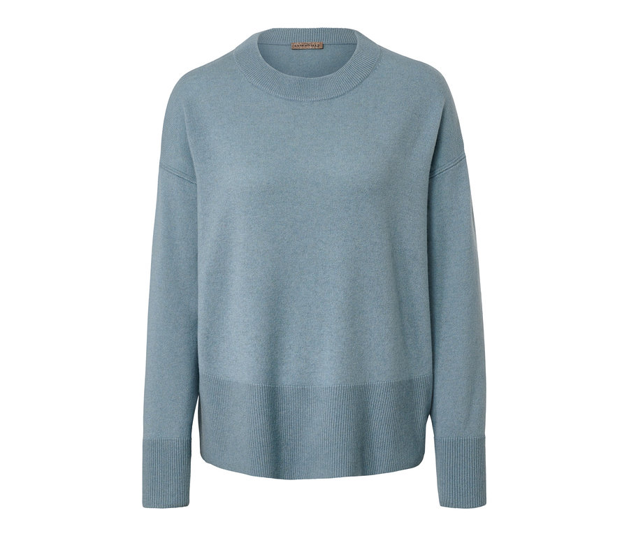 Hellblauer Feinstrick-Pullover mit Cashmere.