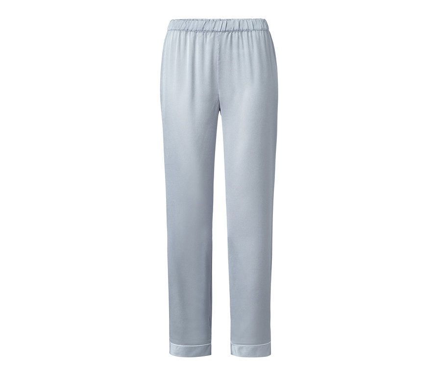 Hellgraue Satin-Pyjamahose mit elastischem Bund.