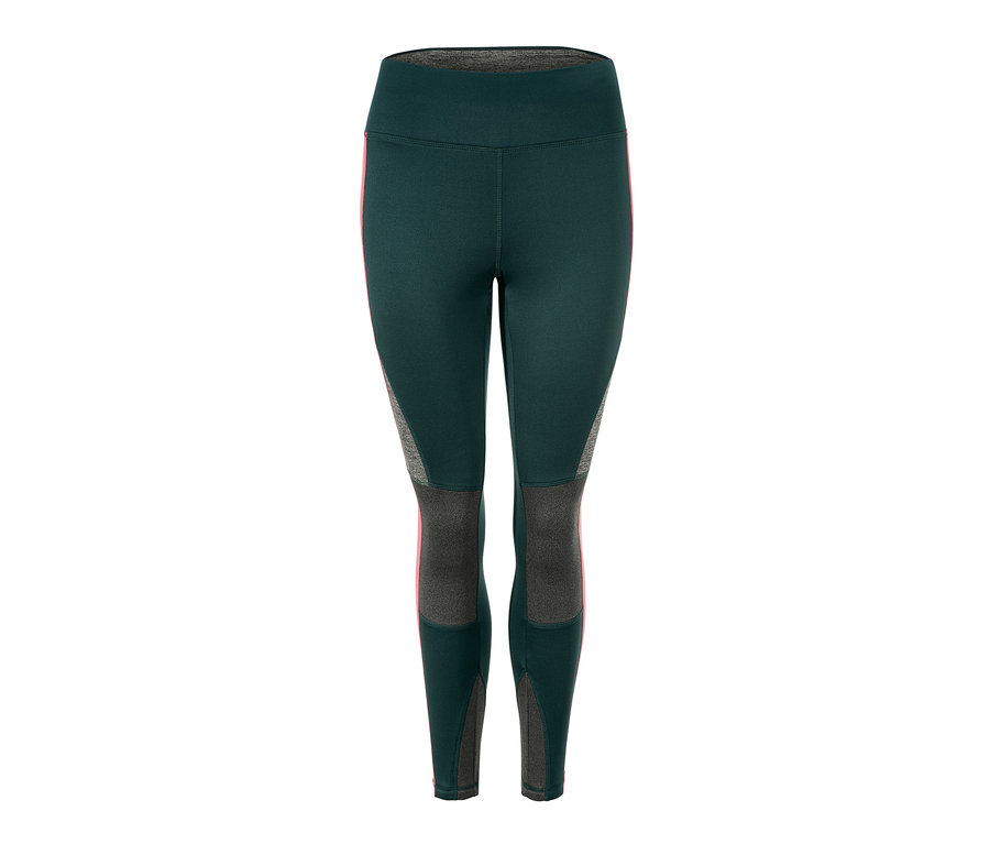 Dunkelgrüne Thermotights mit rosa und grauen Details.