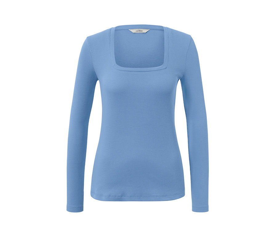 Blaues Langarmshirt.