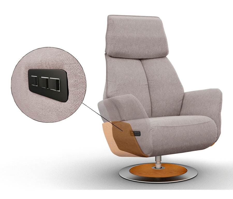 Beige-grauer Relax-Liegesessel »Thimo« mit Motor und Aufstehhilfe.