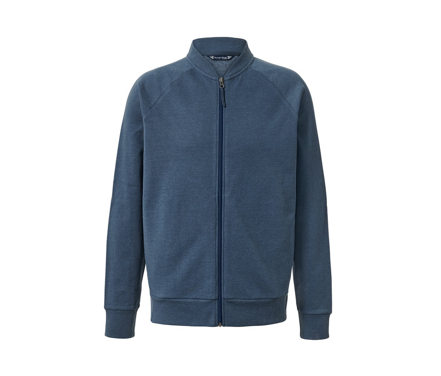 Blauer Hausanzug mit Reißverschluss.