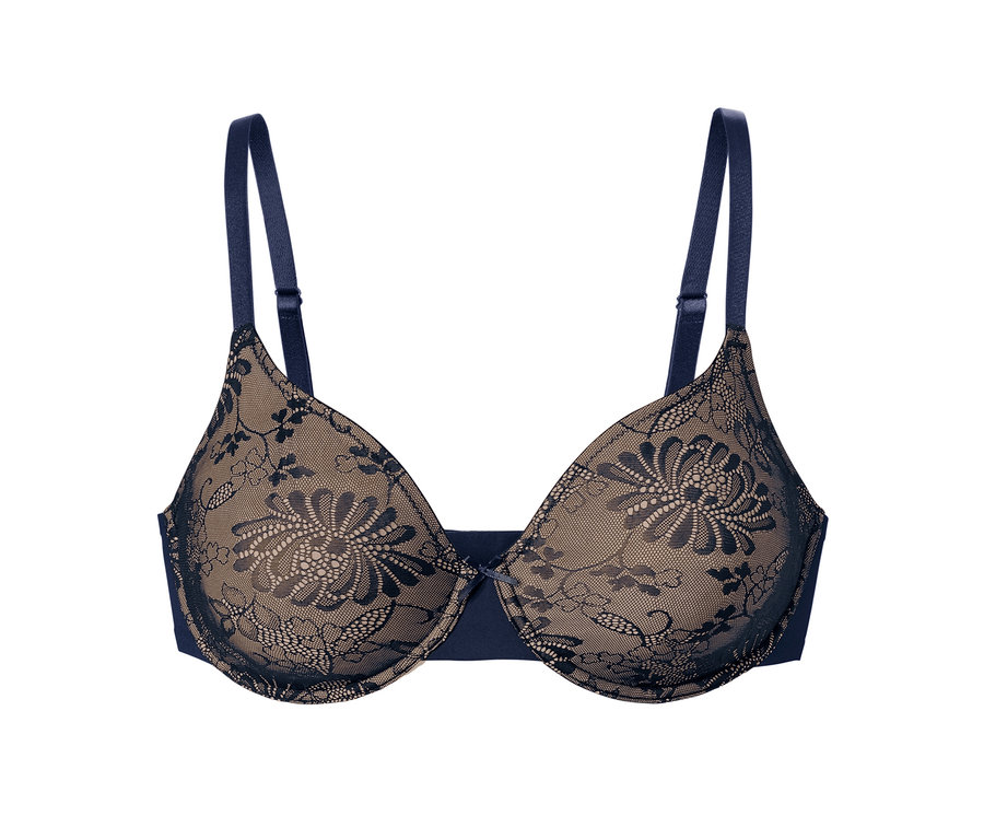 Detailansicht eines Premium-Bügel-BHs mit Blumenmuster.