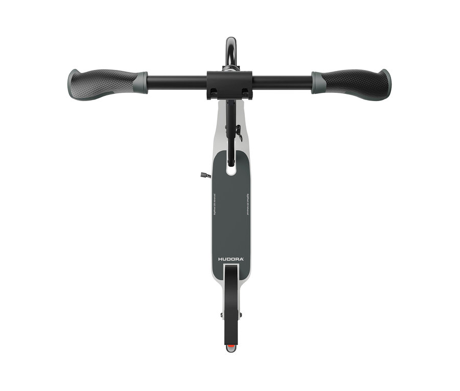Draufsicht auf einen grau-weißen HUDORA BigWheel® 205 Scooter.