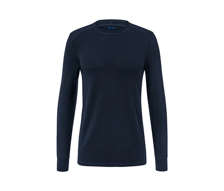 Dunkelblaues Langarmshirt mit RWS-zertifizierter Wolle.