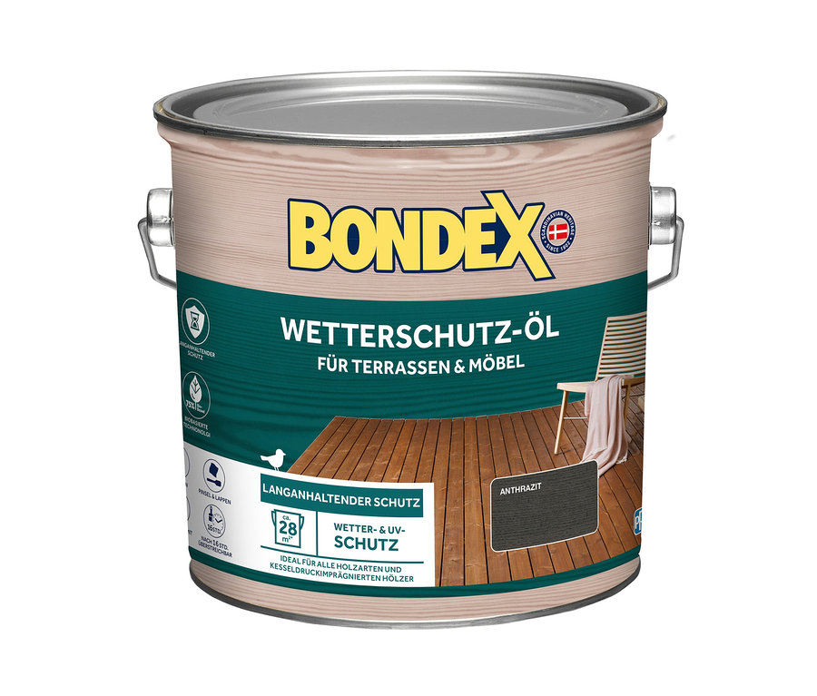 Dose Bondex Wetterschutz-Öl, 2,5 l, anthrazit.