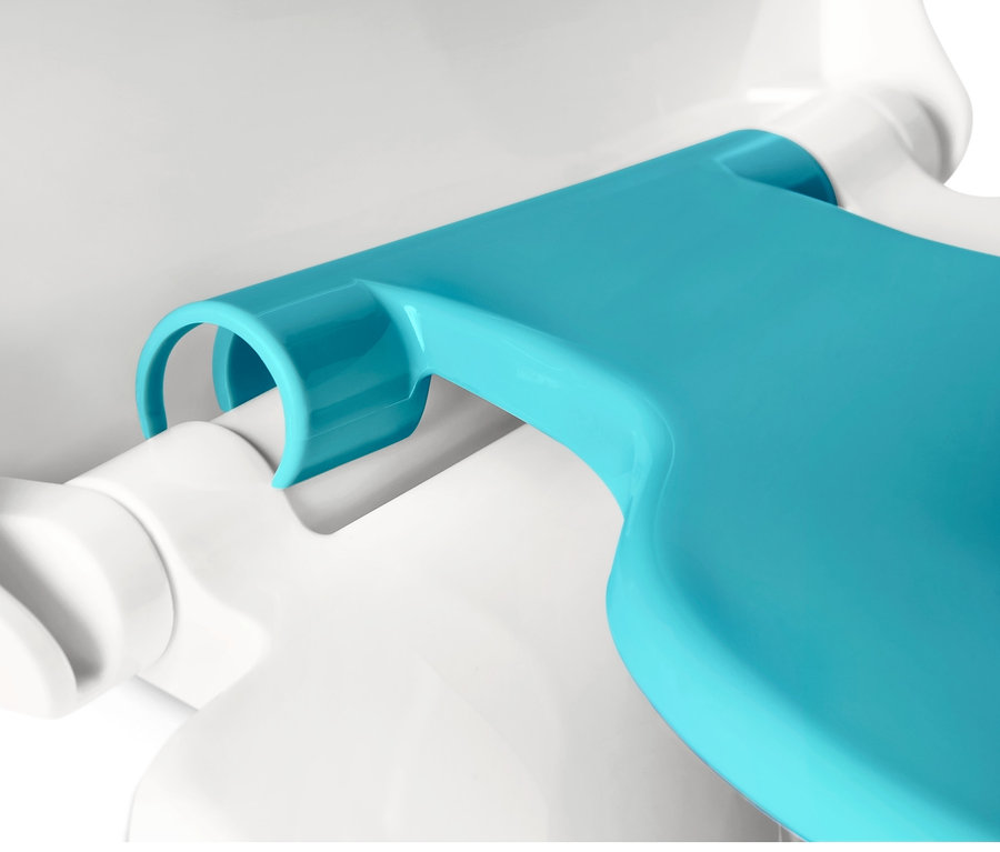 Detailansicht eines WC-Sitzes »Family« mit Absenkautomatik, blau.