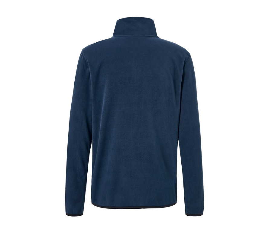 Dunkelblaue Fleece-Jacke von hinten.