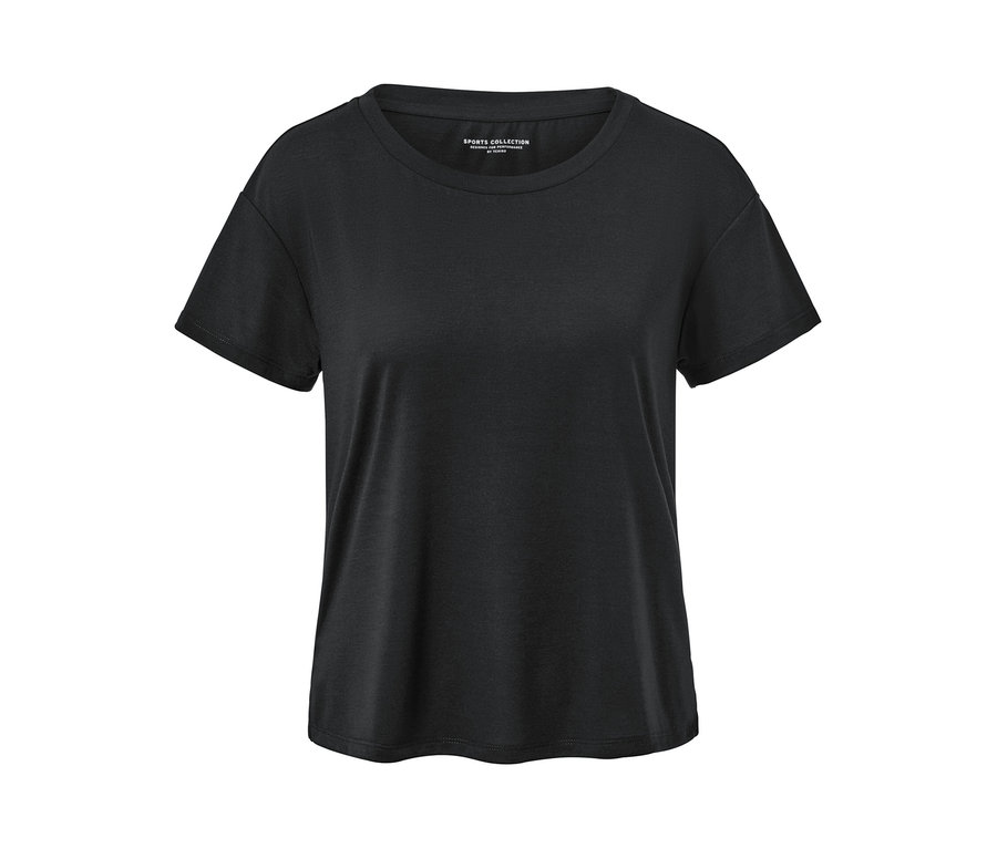 Schwarzes 2-in-1-Kurzarm-Sportshirt.