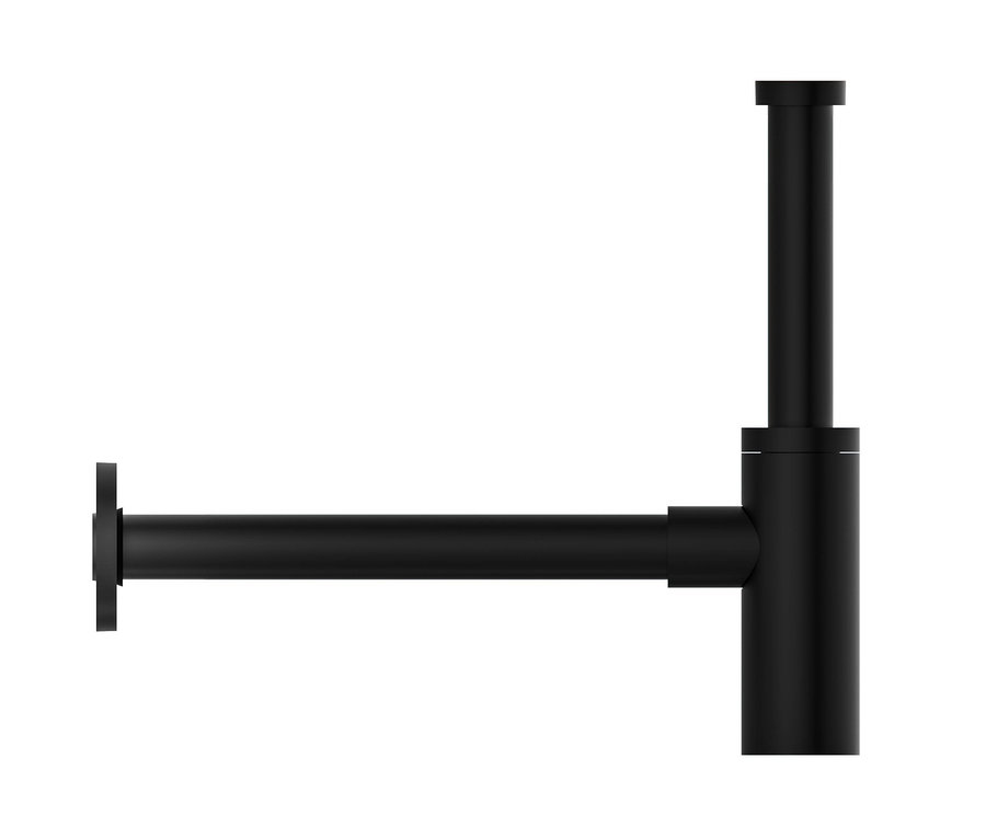 Ein schwarzer KIRCHHOFF Design-Flaschen-Siphon vor einem weißen Hintergrund.