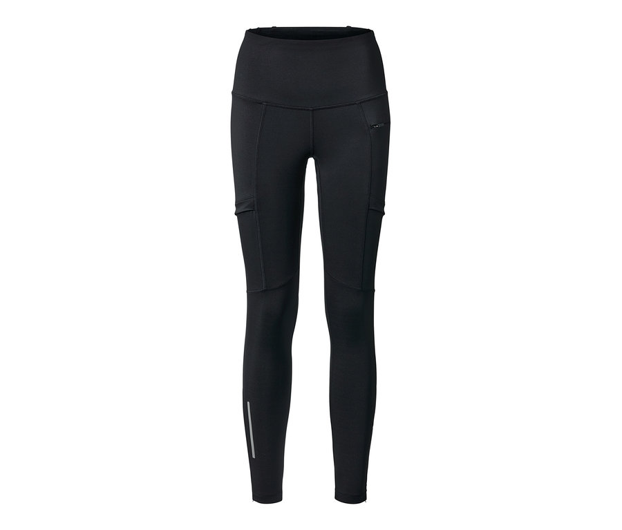 Schwarze Performance-Lauftight mit Taschen.
