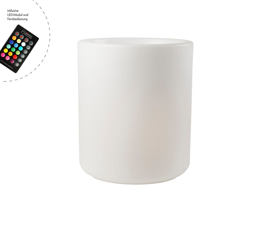 Weiße 8 seasons design LED-Leuchte mit Fernbedienung.