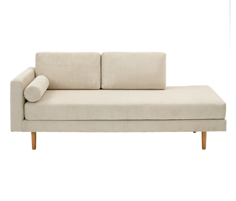 Beige Cord-Recamiere »Ivo«, links.