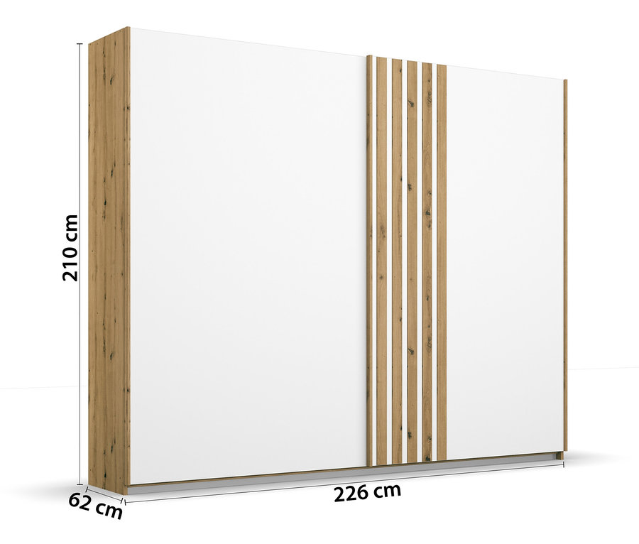 Weißer rauch Schwebetürenschrank »Mosbach« mit Holzelementen.