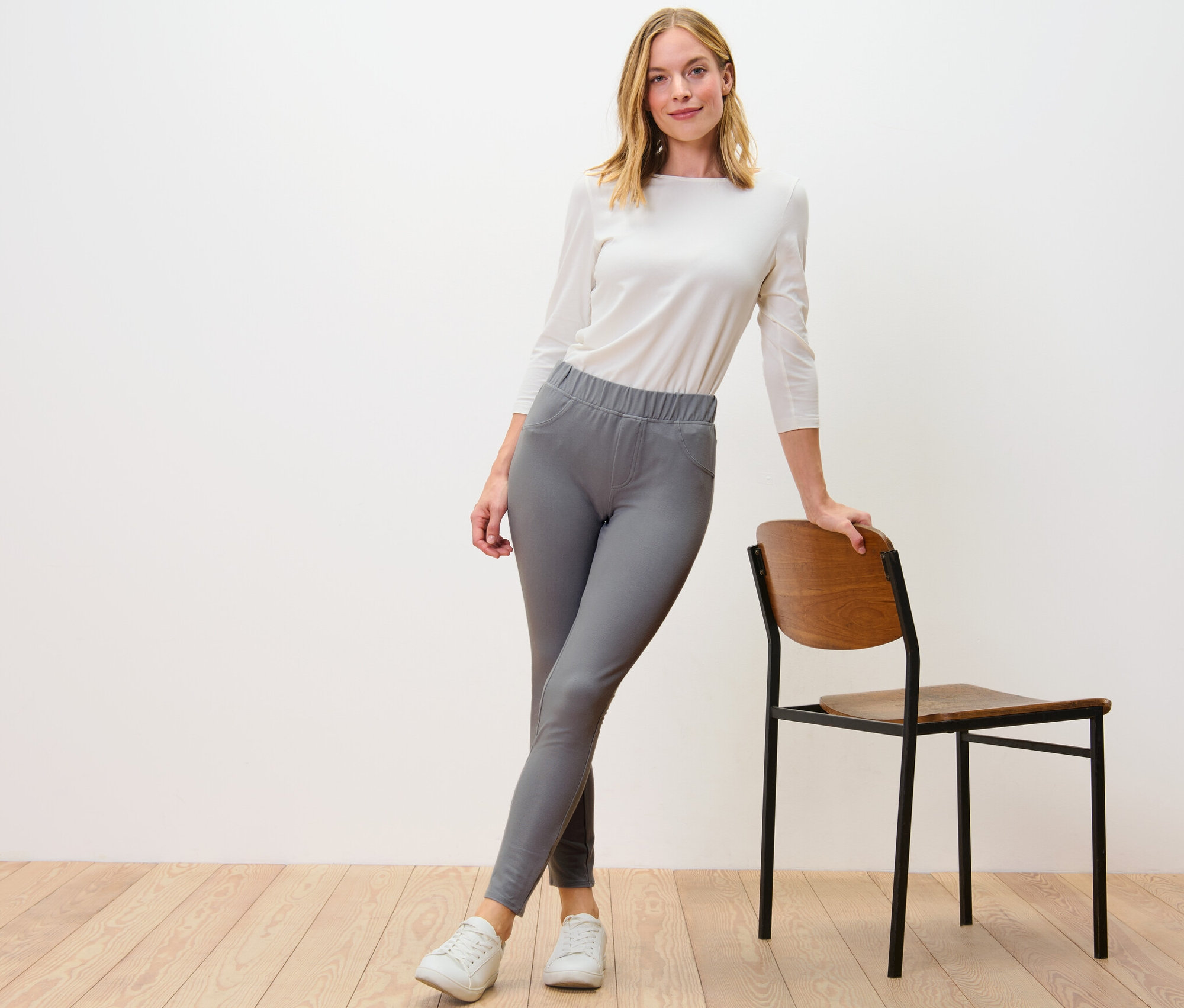 Thumbnail - Tchibo - Leggings in Jeansoptik - Damen - Gr. S - grau