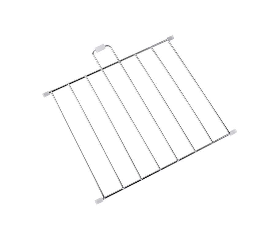 Drahtgitterrost mit weißen Plastikenden.