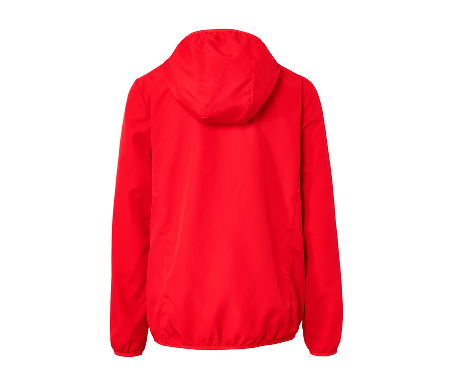 Detail der Rückseite einer rotorangen, leichten Funktionsjacke »pack me«.