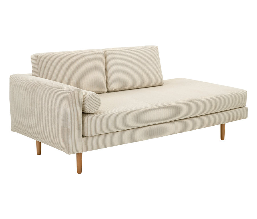 Beige Cord-Recamiere »Ivo«, links.