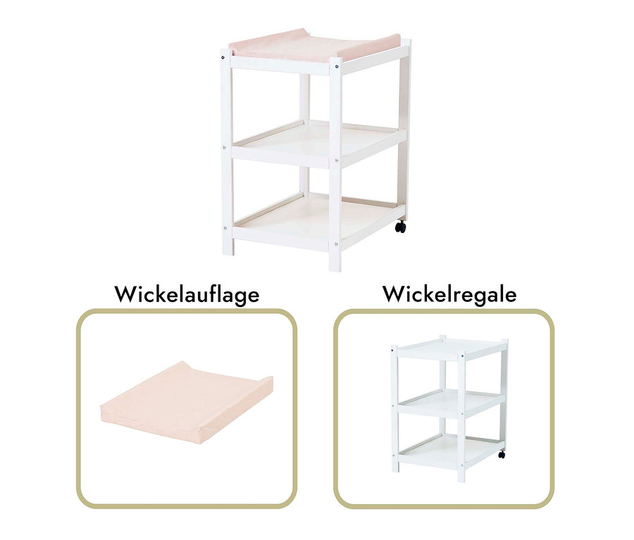 Weißer Hoppekids Wickeltisch »Ida-Marie« mit Auflage und Vorhang.