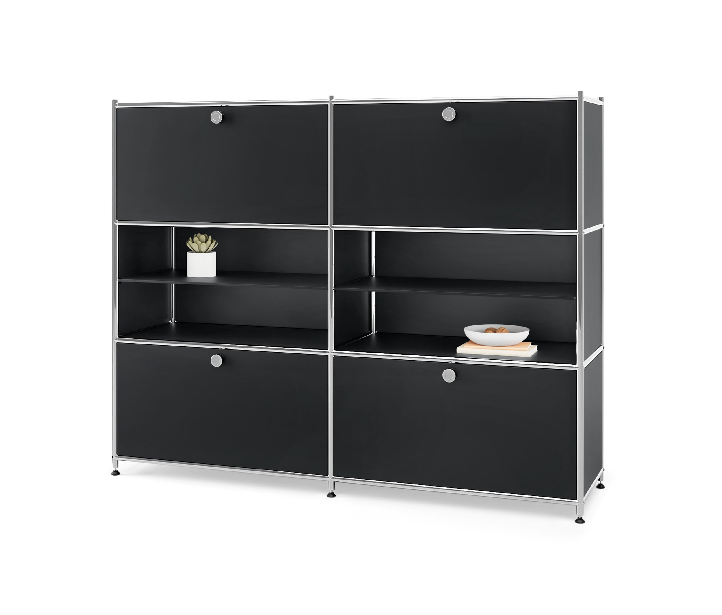 Tchibo - Kommode Metall »Cn3« mit 4 Klappenfächern - 152x40x120,5cm - schwarz -