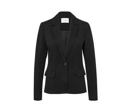 Schwarzer Jerseyblazer mit einem Knopf.