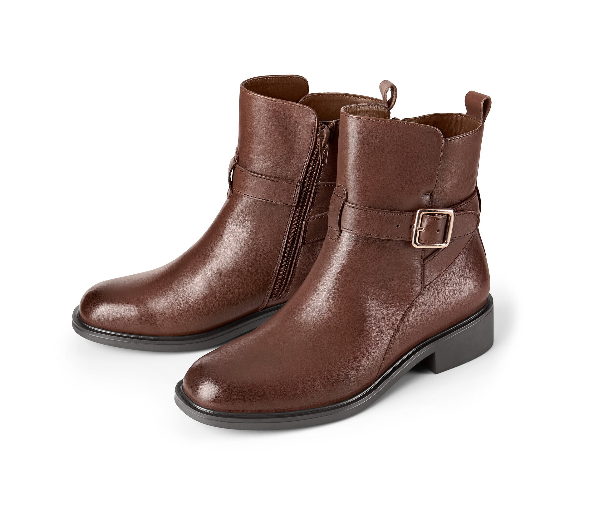 Leder-Boots - Damen - Gr. 40 - cognac - cognac