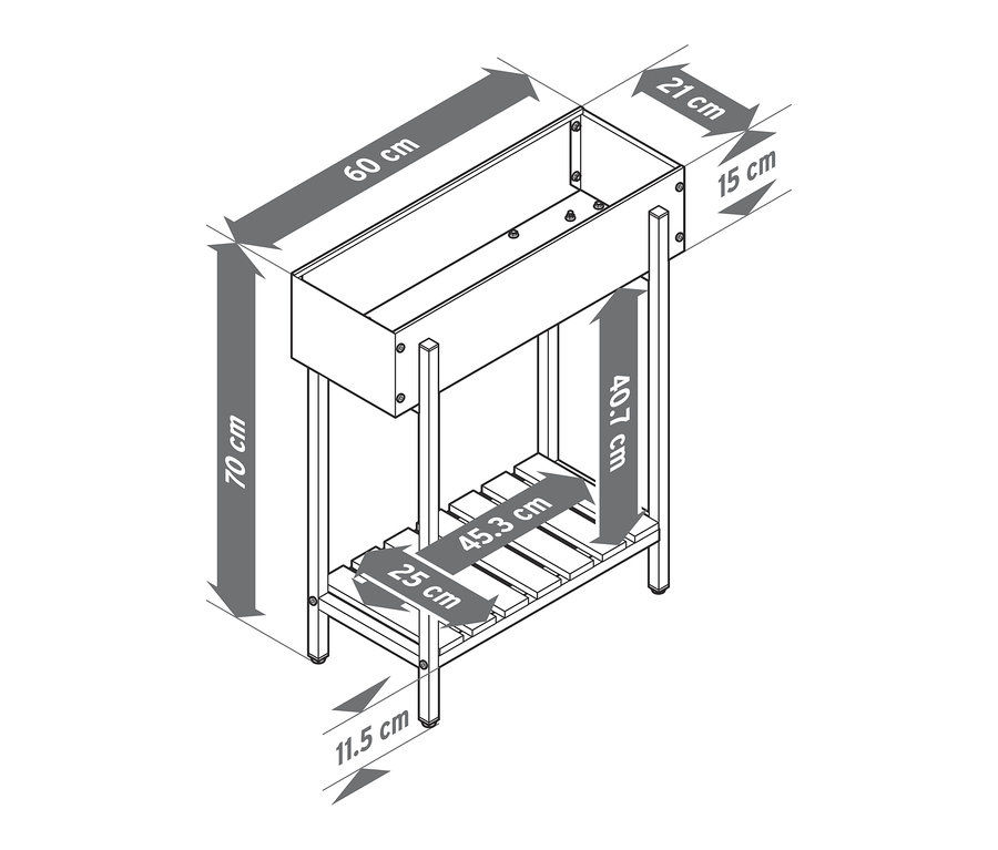 Abmessungen der Pflanz-Konsole »Elin«: 70 x 60 x 21 cm.