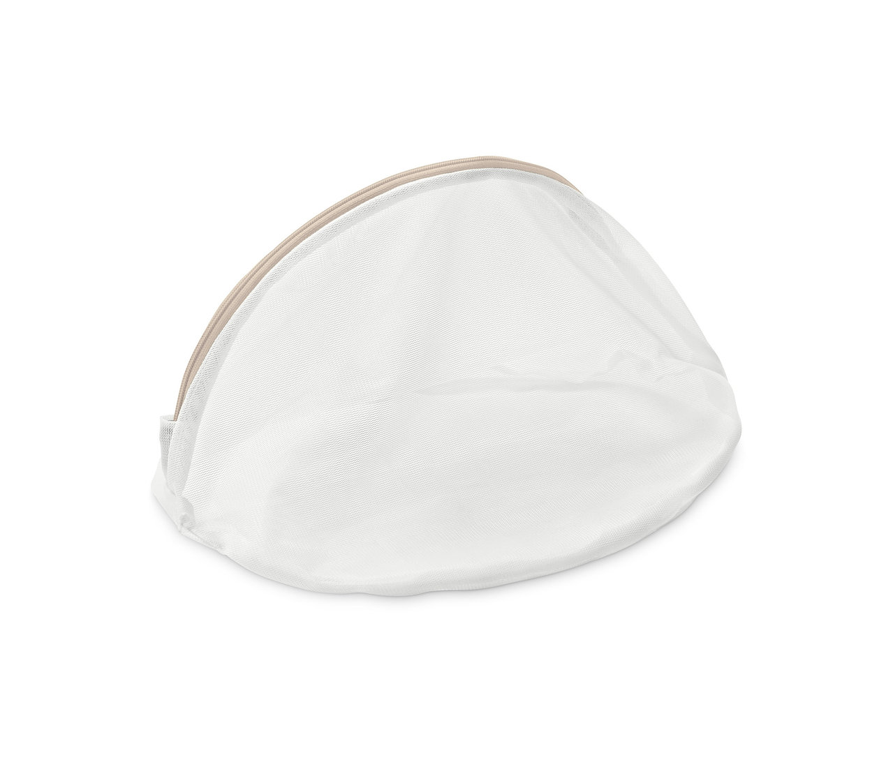 Ein weißes Wäschenetz mit Reißverschluss.