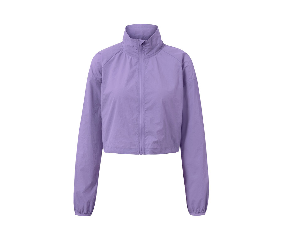 Lila 3-in-1-Laufjacke mit Reißverschluss.