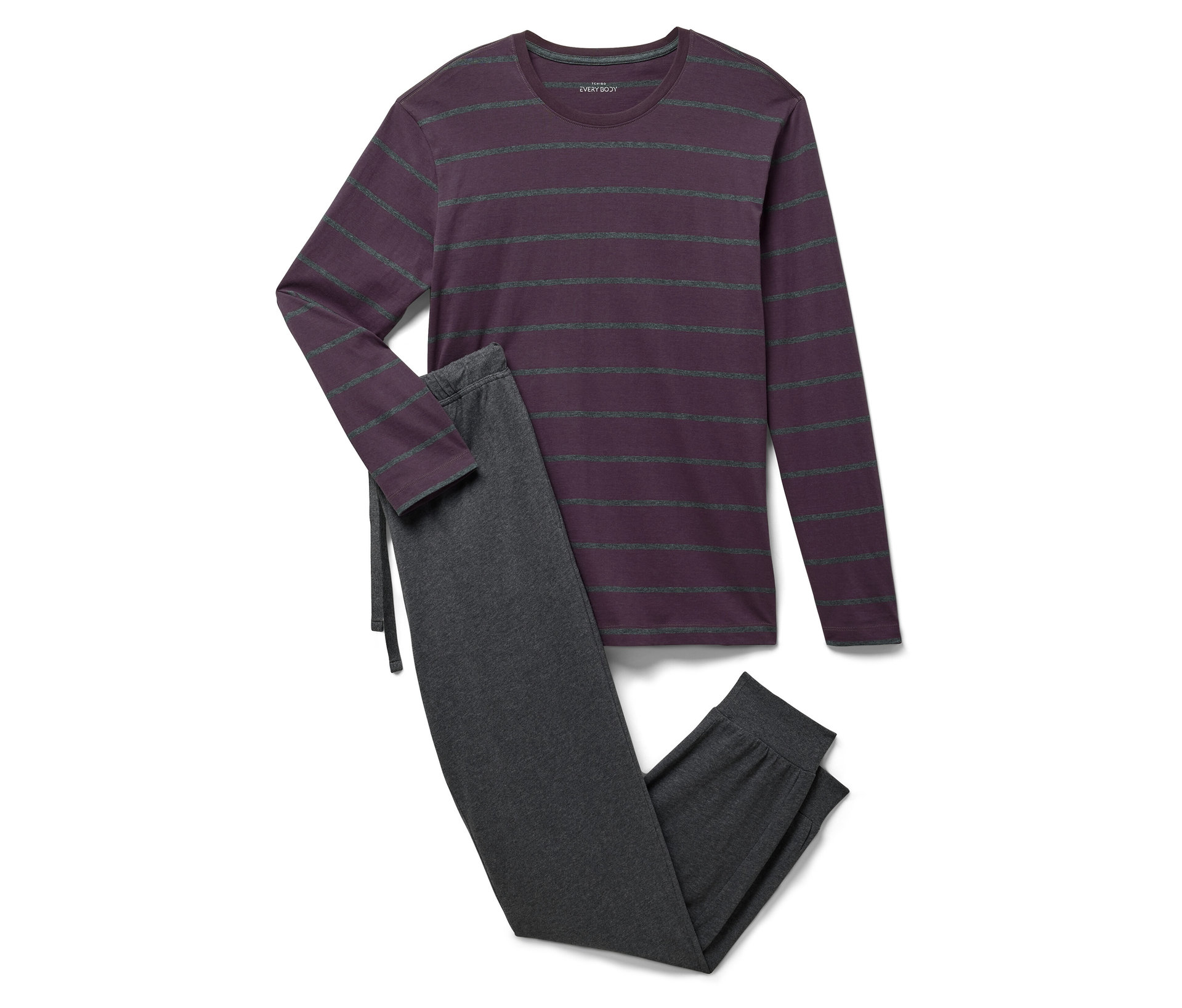 Pyjama - Herren - Gr. XXL - bordeaux/gestreift - bordeaux