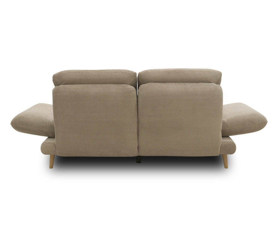 Rückansicht des drehbaren DOMO 2-Sitzer-Sofas »FuAR« in Taupe.