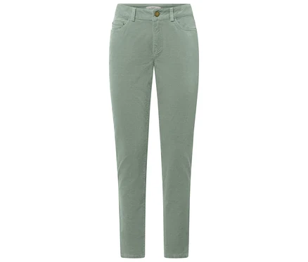 Eine mintfarbene Samthose.