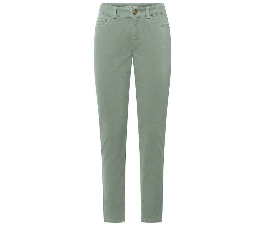 Eine mintfarbene Samthose.