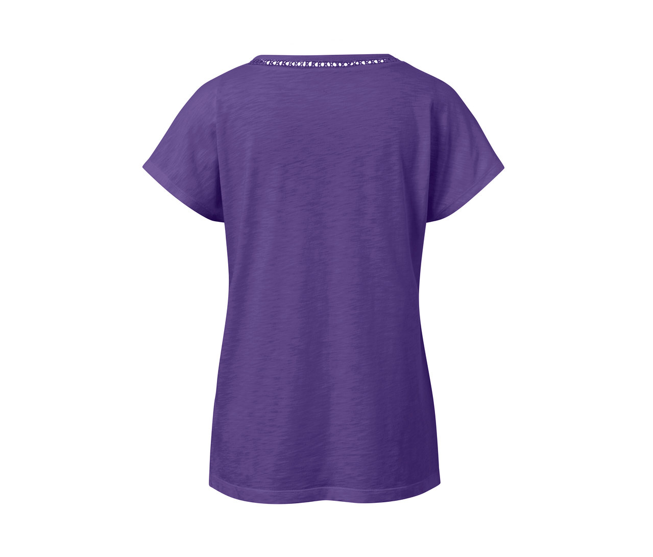 Lila Shirt aus Modalmix mit kurzen Ärmeln.