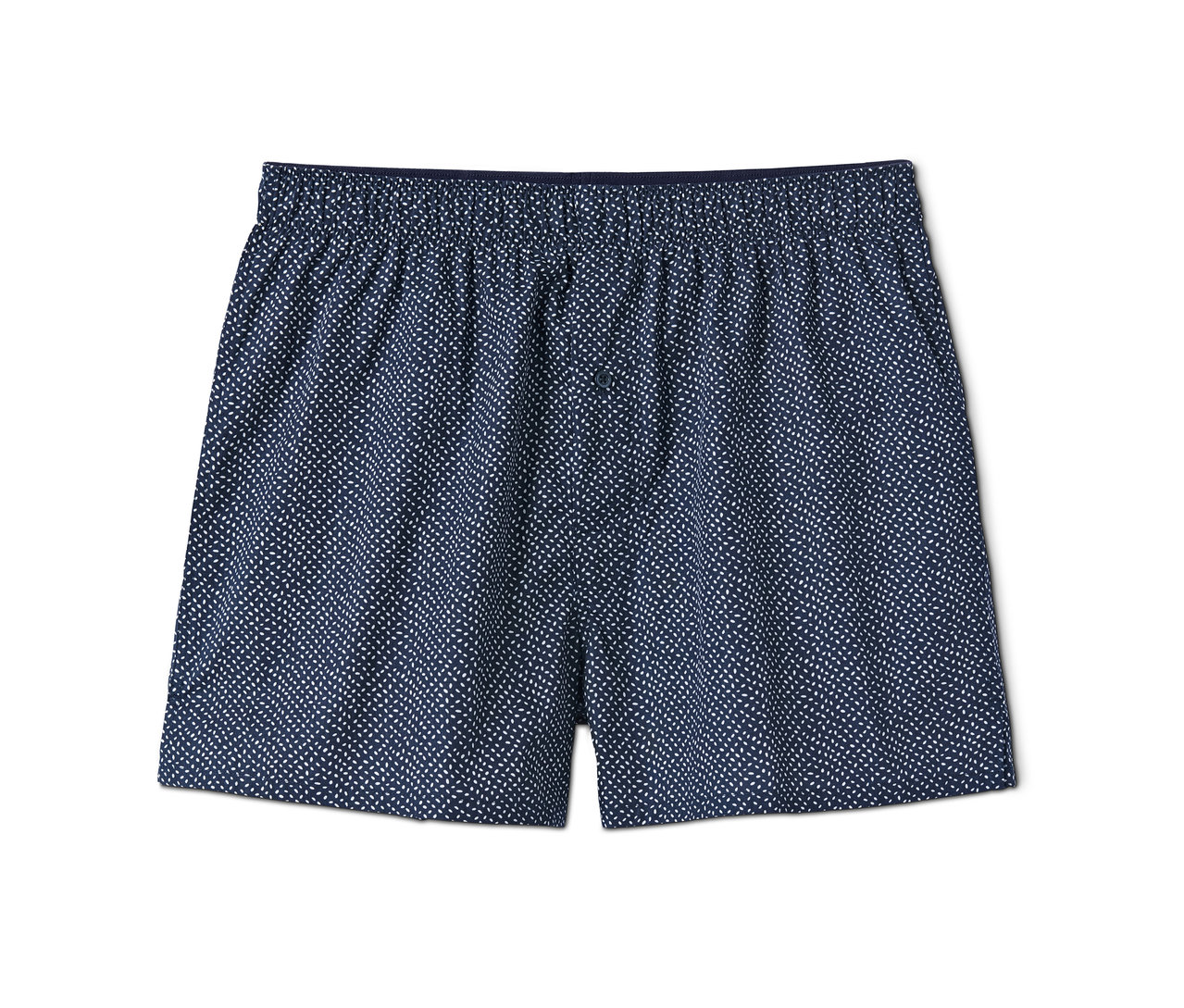 Eine blaue Web-Boxershorts mit Muster.