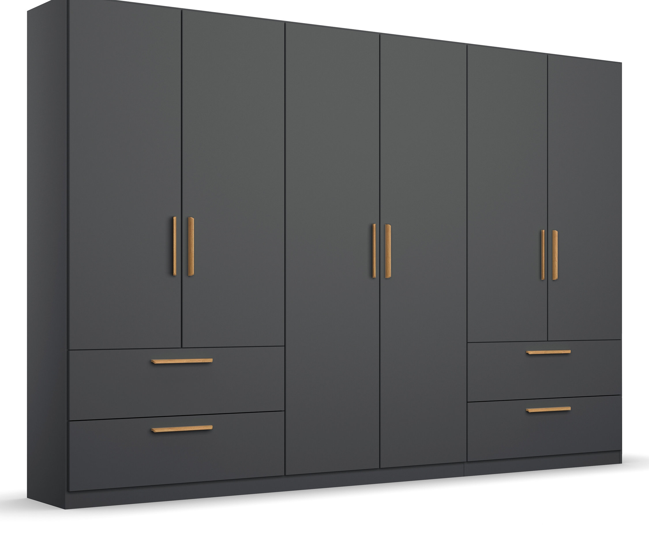 Rauch Drehtürenschrank "Skandi" 6-türig mit vier Schubladen - 271x54x210cm - grau -